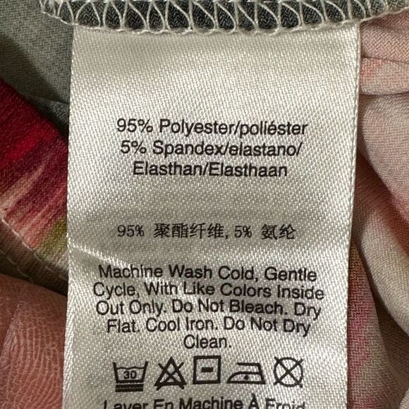 DKNY multicolor V-neck, size M short sleeve blouse  A664 - Picture 4 of 4